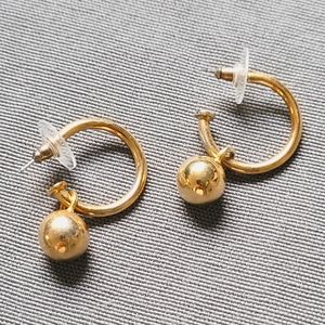 VTG | Goldtone 90s Hoop Post Dangle Ball Bead